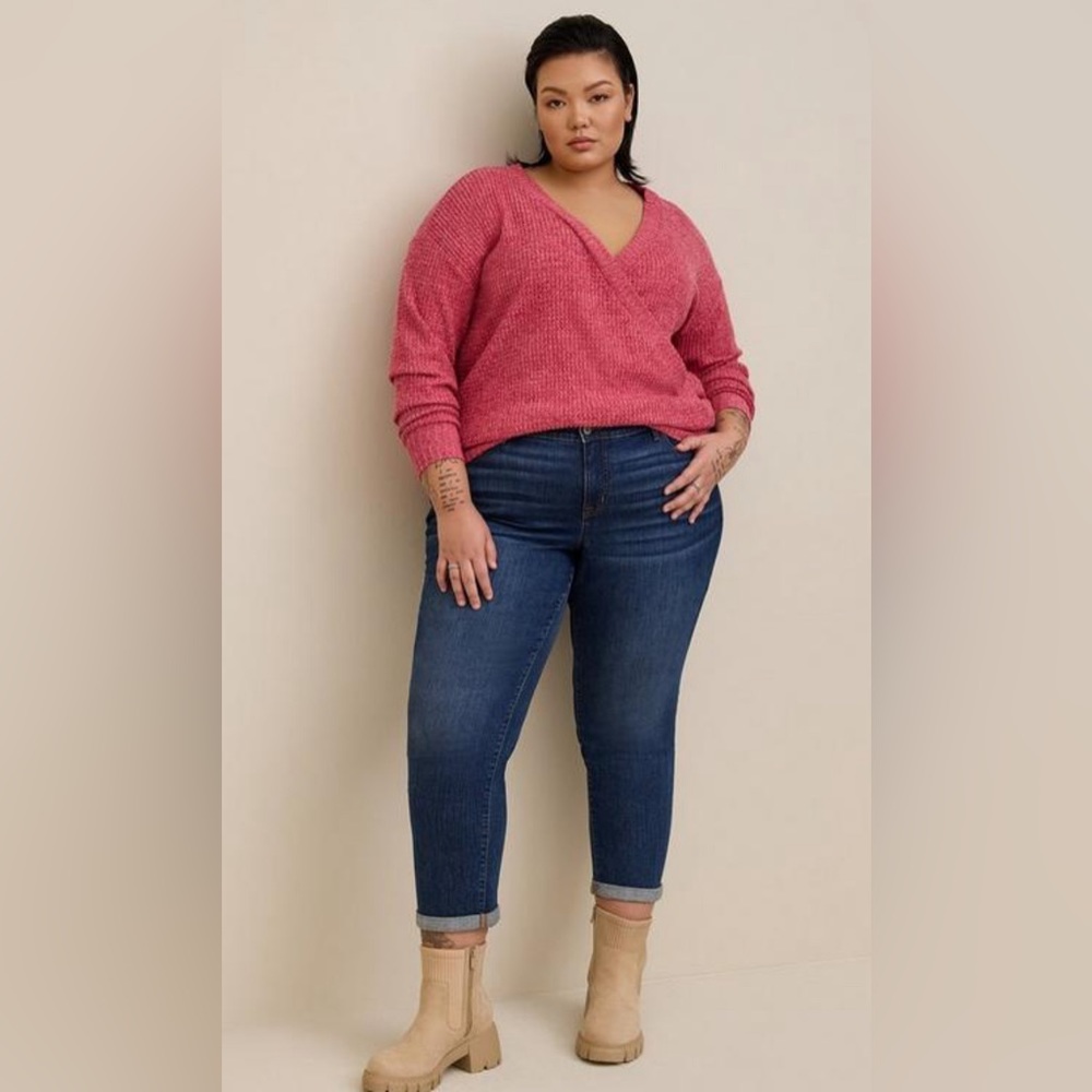 Torrid Brushed Waffle Surplice Drop Shoulder Top Casual Plus Size 2X